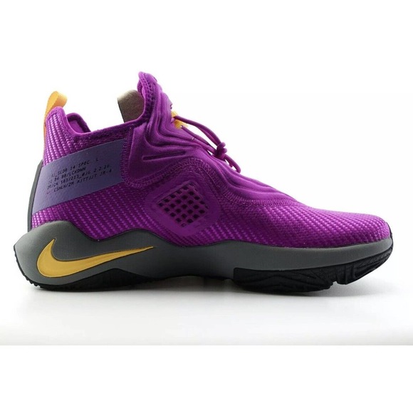Nike LeBron Soldier 14 LA Lakers Purple Gold Mens Basketball Shoes Size 9.5 main image 6
